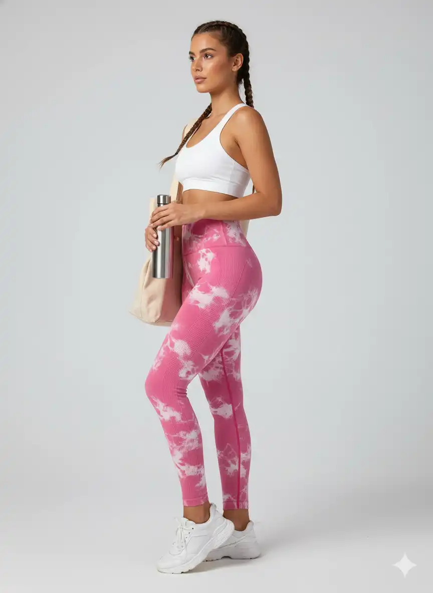 Leggings Tie-Dye rose Vif blanc 01