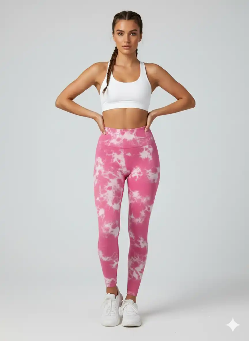 Leggings Tie-Dye rose Vif blanc 02